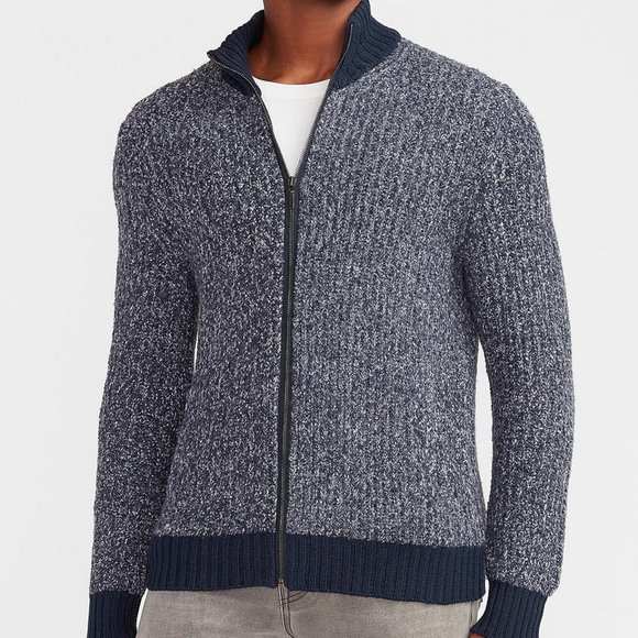 NWT Express Men's Marled Knit Sweater XL Blue Cotton Stretch - Picture 1 of 7